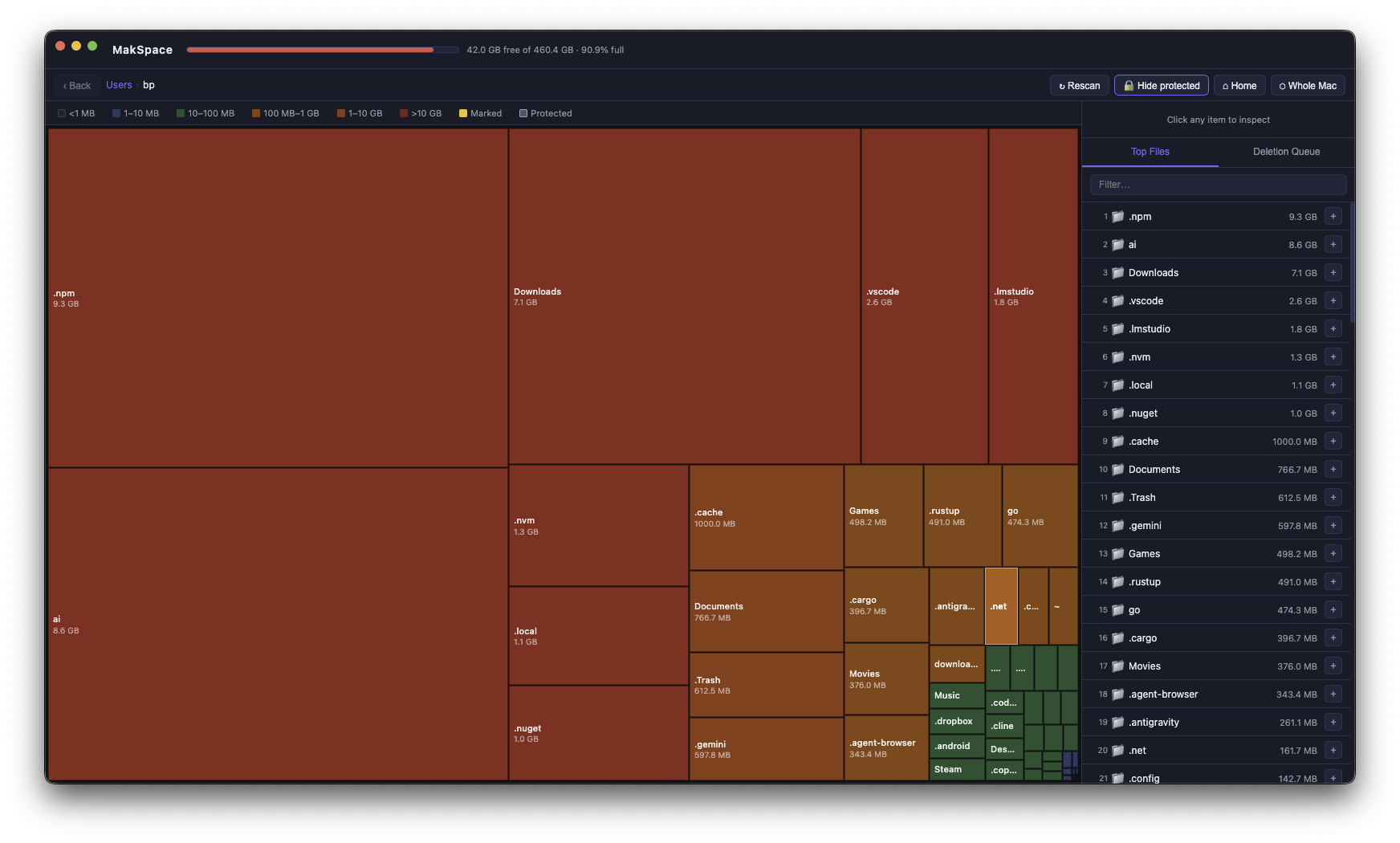 MakSpace showing a disk heat map